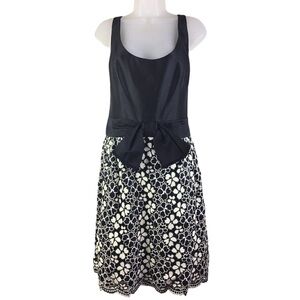 Milly New York Women’s Size 12 Fit & Flare Dress Black & White Cut Out Floral